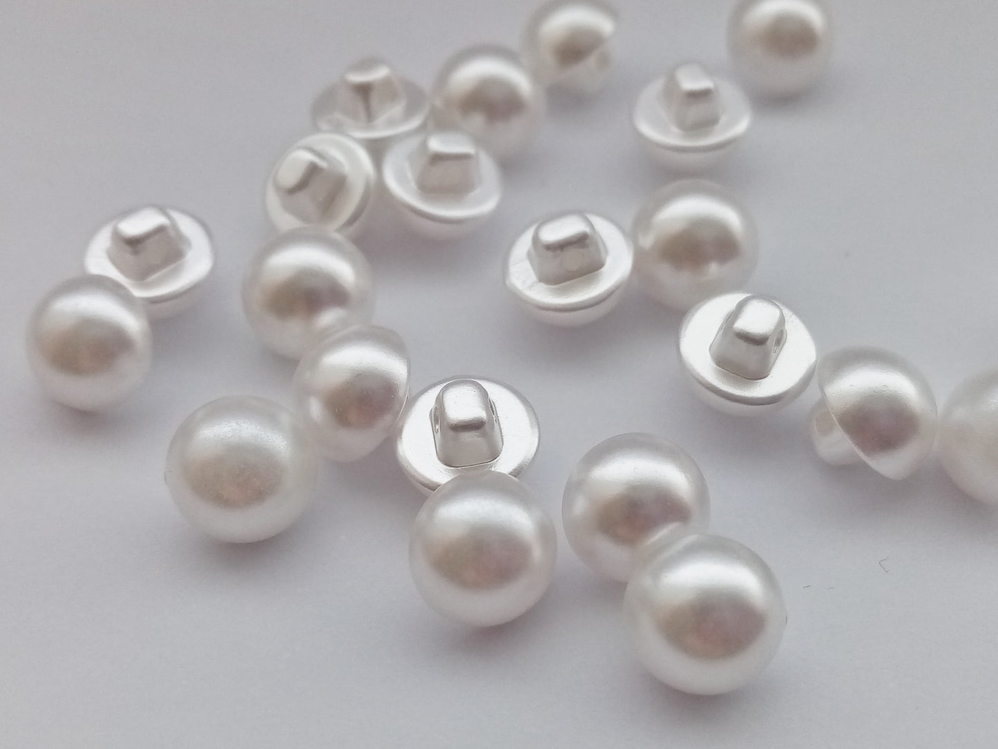 White Pearl Shank Buttons 10mm (3/8") Mushroom Pearl Buttons for Wedding Bridal Gowns, Communion Dresses and Blouses