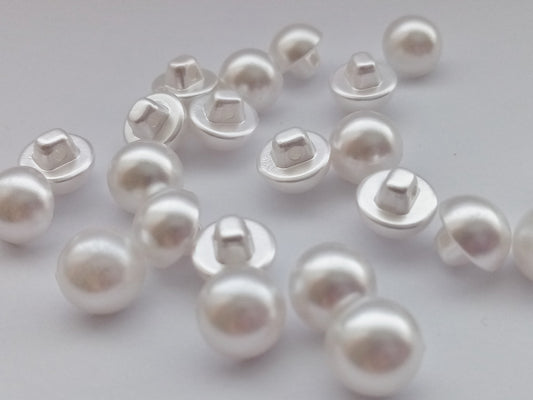 White Pearl Shank Buttons 10mm (3/8") Mushroom Pearl Buttons for Wedding Bridal Gowns, Communion Dresses and Blouses