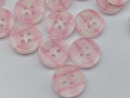 Pink Check sewing buttons 12mm  1/2 inch