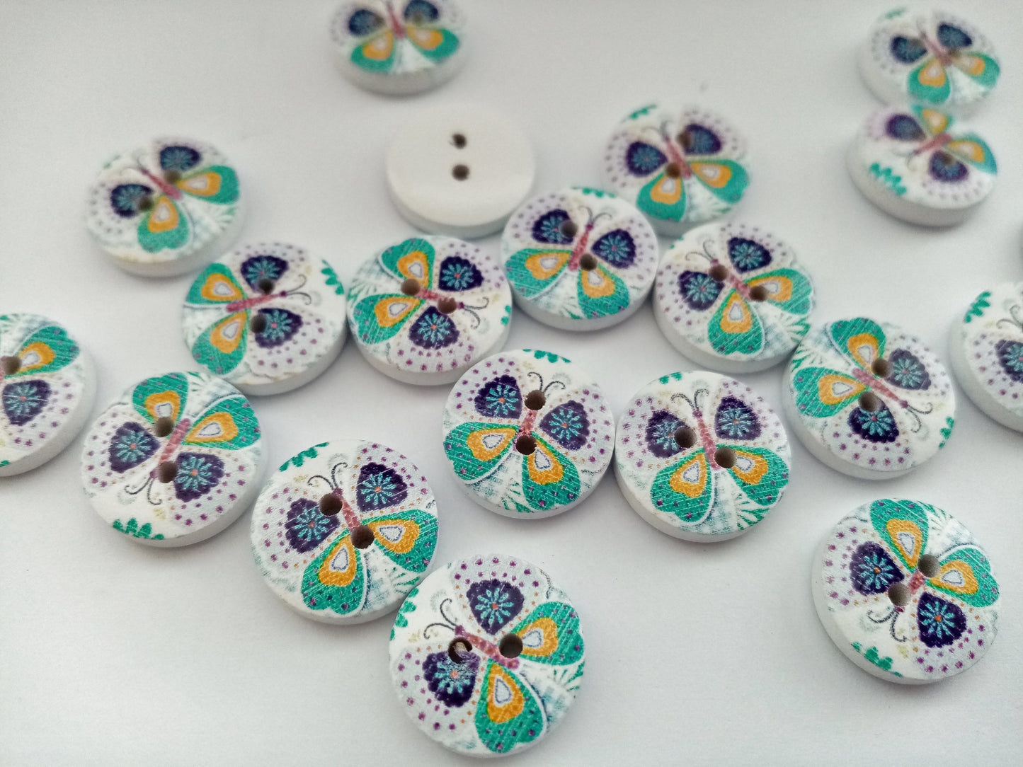 10 Blue Butterfly Sewing Buttons 15mm (5/8") Butterflies Buttons for Girls Clothing and Crafts