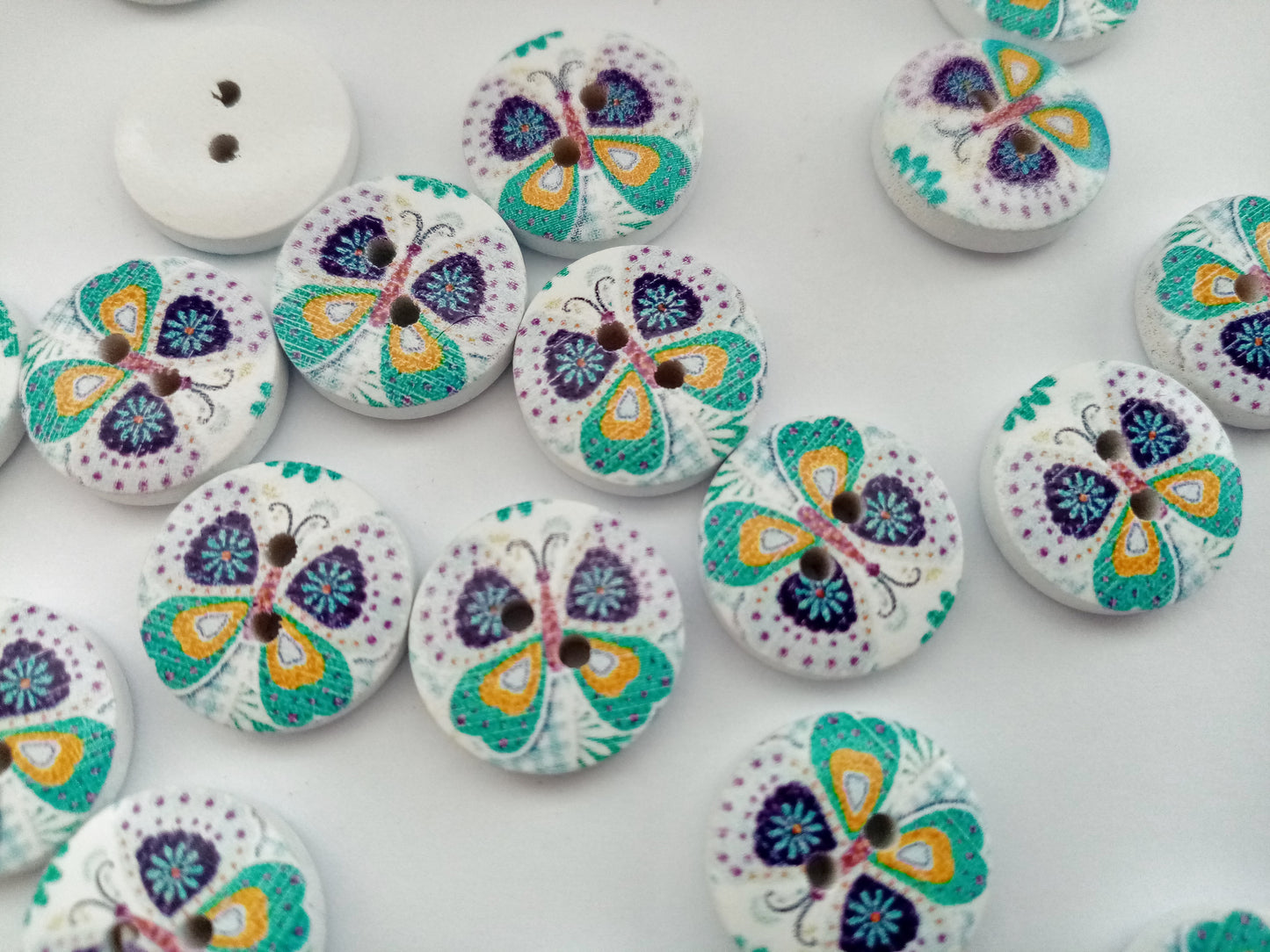 10 Blue Butterfly Sewing Buttons 15mm (5/8") Butterflies Buttons for Girls Clothing and Crafts