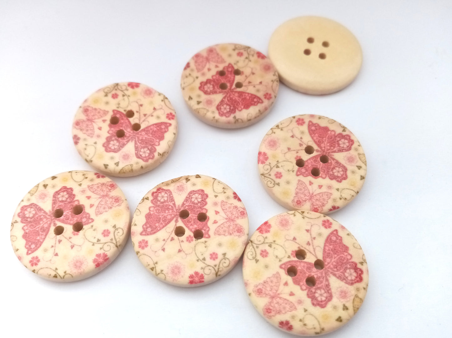 6 Red Butterfly Sewing Buttons 30mm (1 1/4")