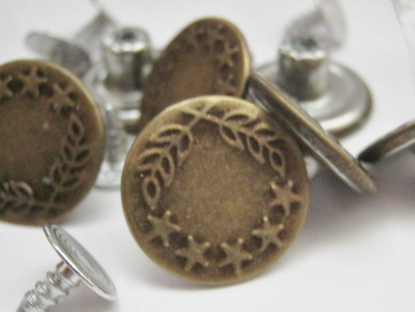 6 Bronze Jeans Buttons 17mm Bronze Hammer on Stud Tack Buttons for Denim Jeans and Jackets