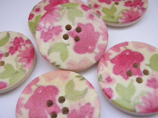 4 Pink Floral Buttons 30mm (1 1/8") Large Flower Sewing Buttons for Knitting Crafts Focal Buttons Clothing Accessories