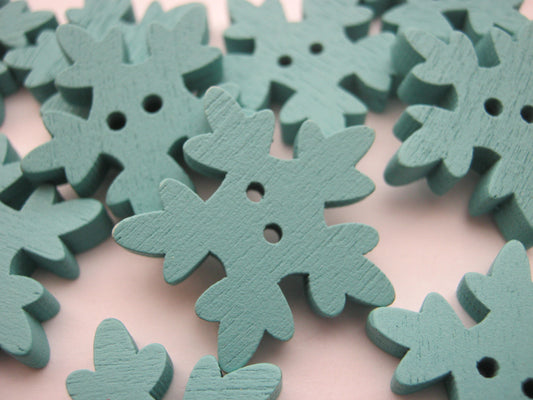 8 Turquoise Blue Snowflake Buttons 25mm (1") Large Snowflake Sewing Buttons for Winter Clothing and Crafts (Copy)