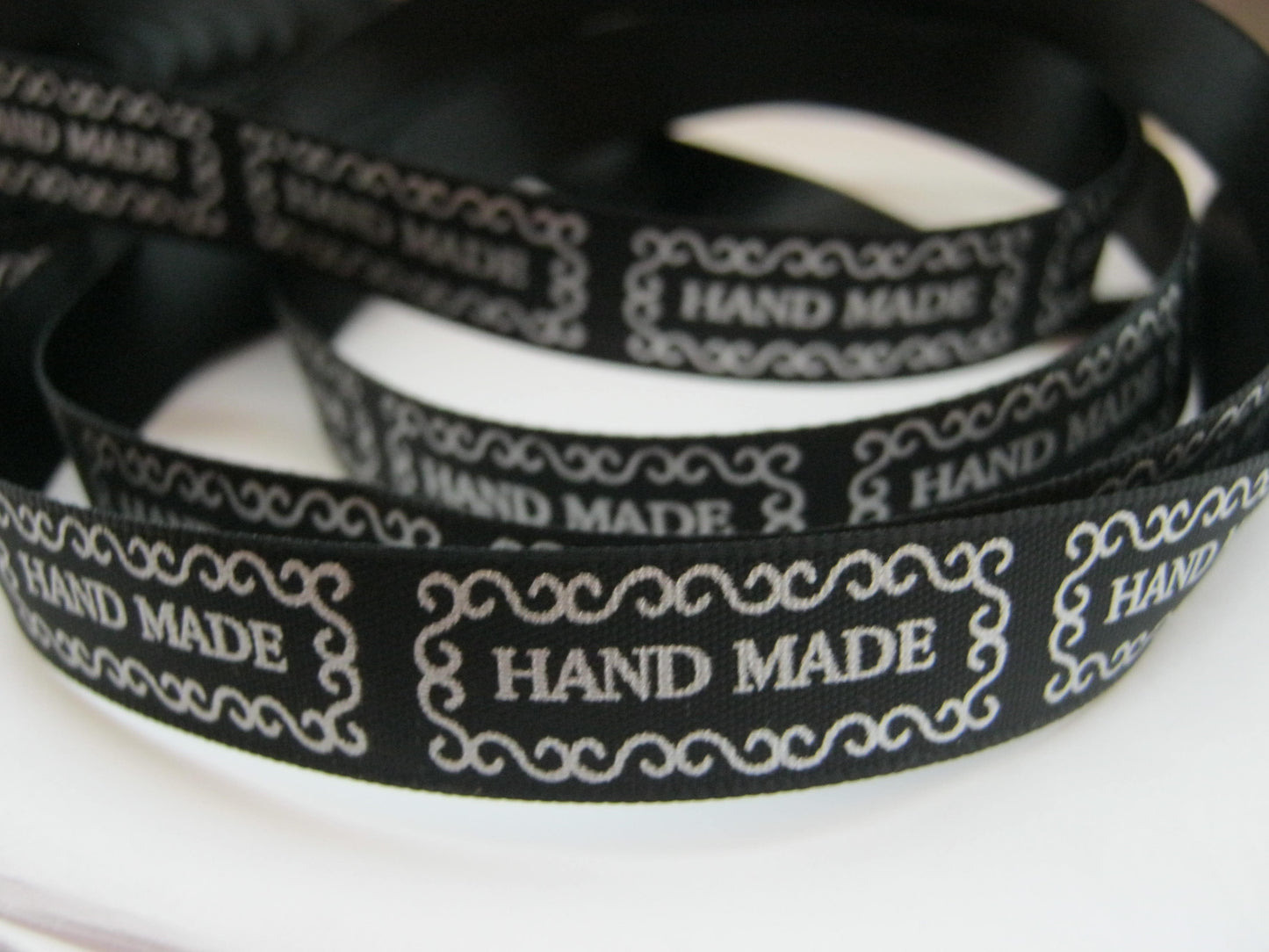 1 Metre (3ft 3") Black Satin Handmade Ribbon Labels for Dressmaking, Clothing and Crafts