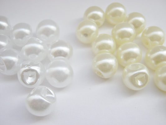 12mm White or Ivory Pearl Buttons with Sideways Shank (1/2") Buttons for Wedding Gowns Blouses and Bridal Wear