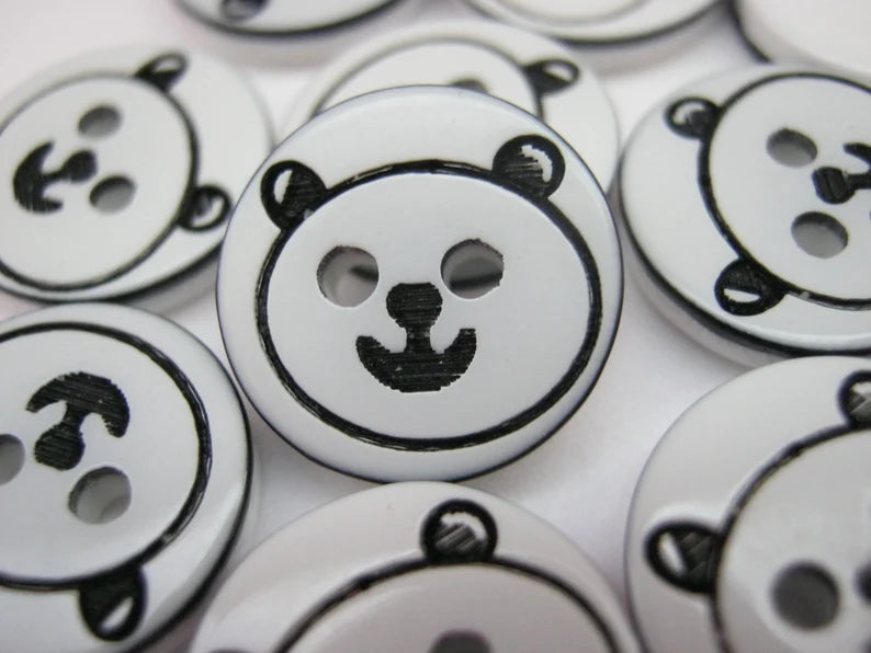 10 Panda Bear Buttons 13mm (1/2") Resin Animal Sewing Buttons for Kids and Baby Clothing and Children's Accessories