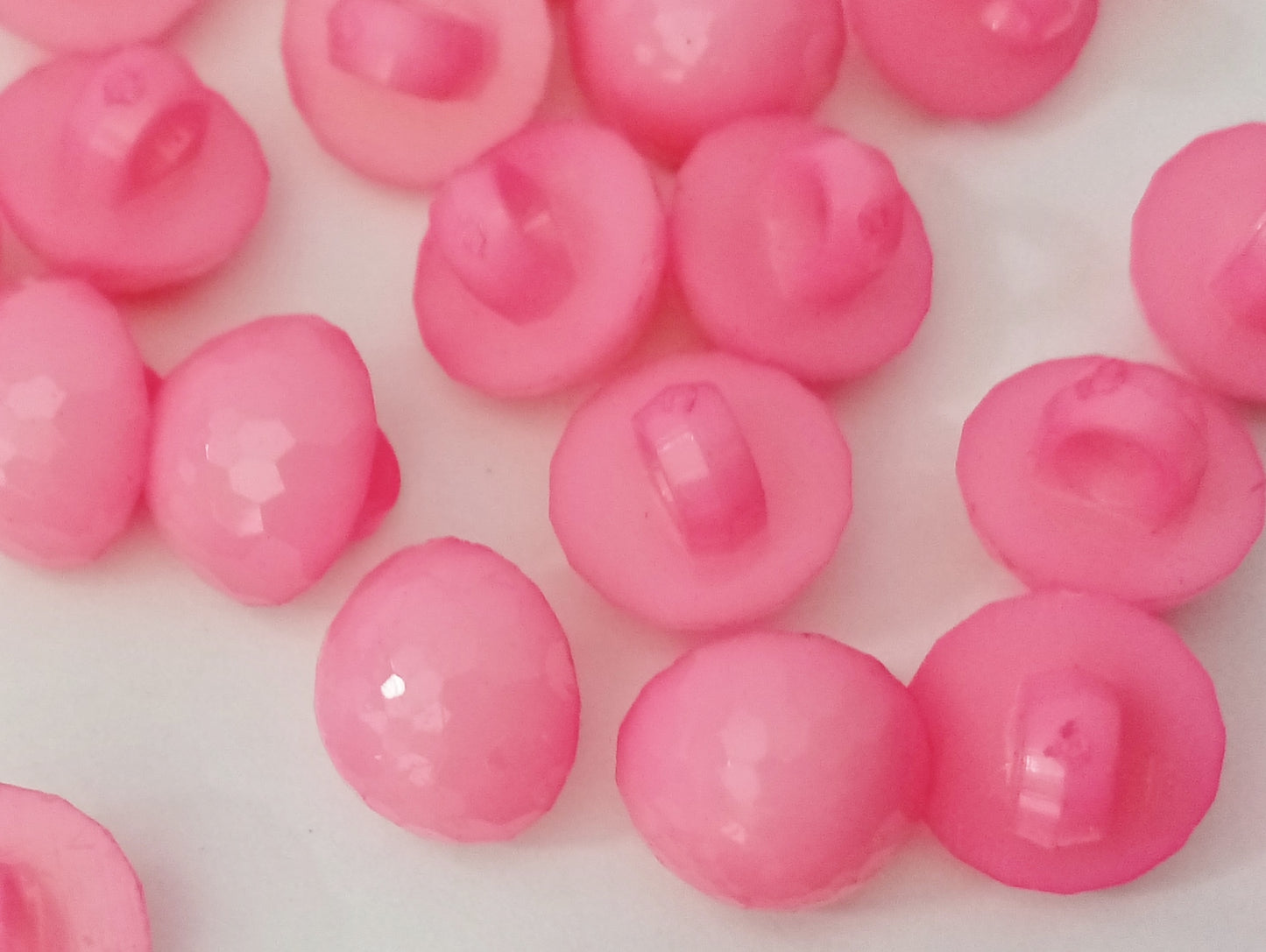 Small Pink Shank Buttons 12mm (1/2") Bubblegum Pink Plastic Dome Sewing Buttons for Babies and Girls Clothing, Shirts, Blouses and Dresses.